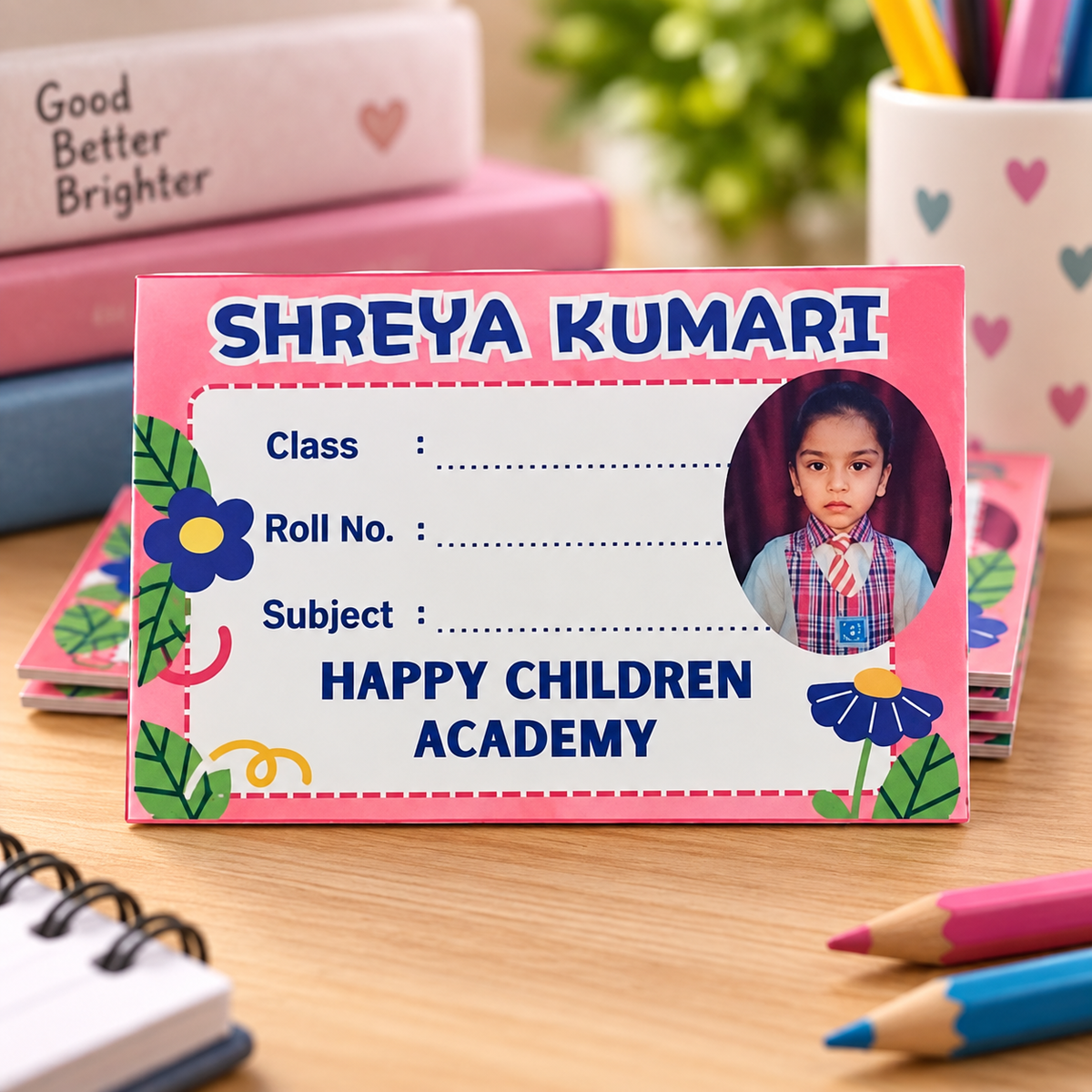 Personalized Kids Notebook Stickers — Pack of 10 — supplied product example