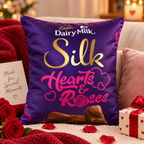 Personalized Chocolate-Themed Photo Cushion — reverse with chocolate-themed design