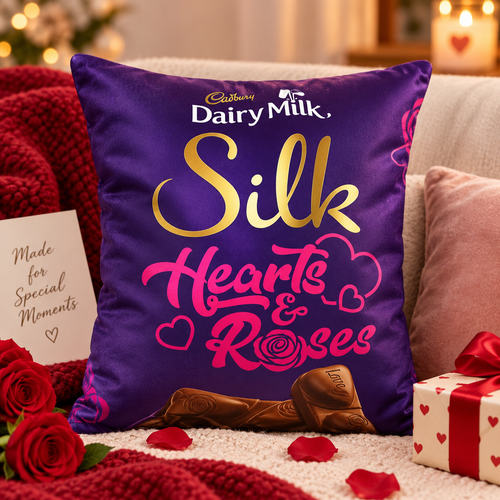 Personalized Chocolate-Themed Photo Cushion — reverse with chocolate-themed design