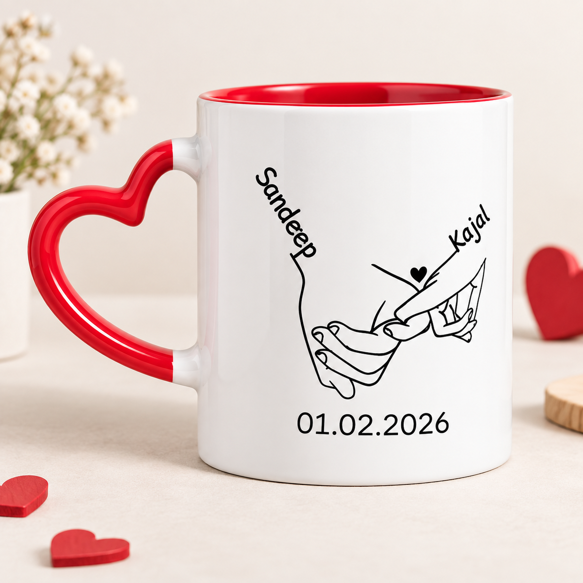 Personalized Heart Handle Mug