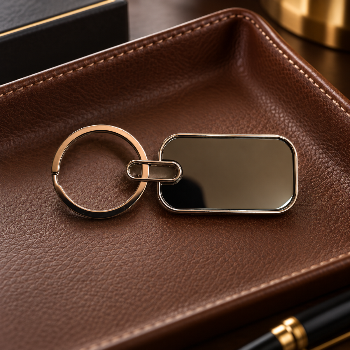 Personalized Rectangular Keyring — supplied product example