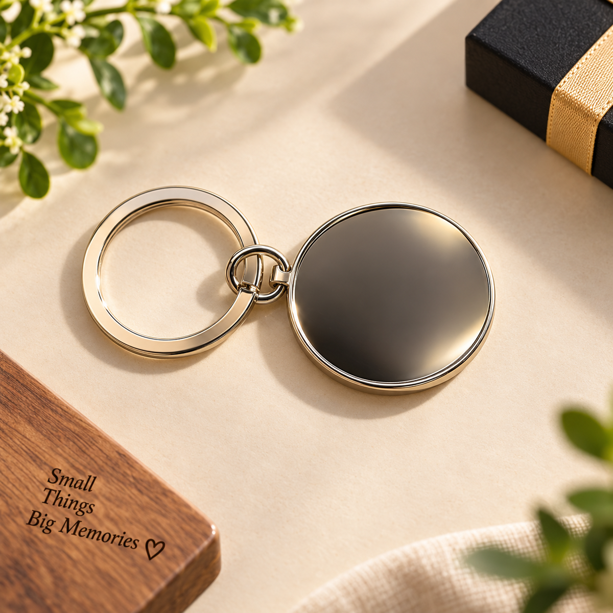 Personalized Round Keyring — supplied product example